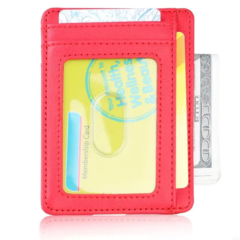 D46C Front Pocket Wallet with Window Credit Card Holder Leather RFID Blocking