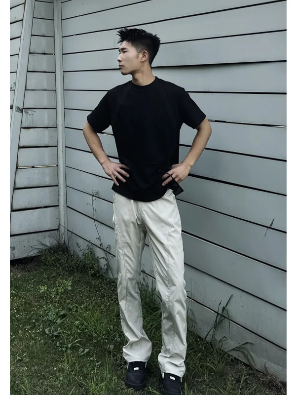 

Quick Dry Ice Silk Men's Summer Casual Pants Slim Fit Workwear Trousers Three Proof Flared Lightweight Straight Leg Trousers