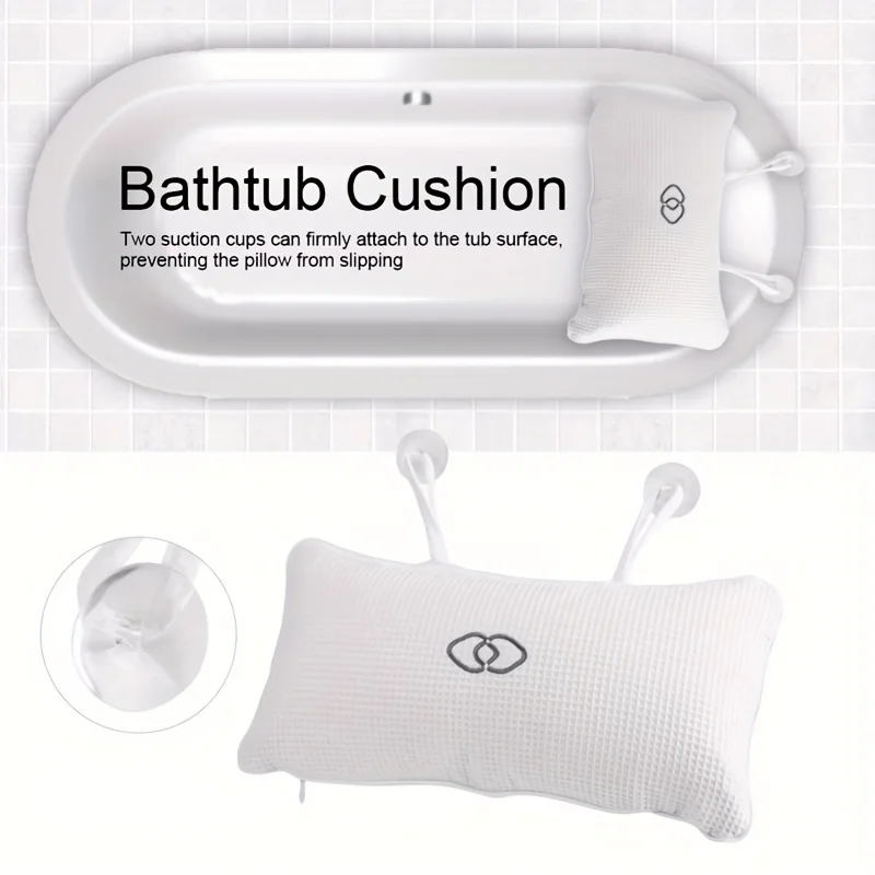 New 3D Mesh Spa Bathtub Headrest Pillow With Suction Cups Non-Slip Cushion Bath Tub For Neck Back Household Bathroom