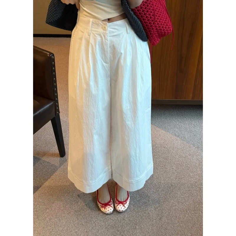 

Модные прямые брюки, простой дизайн, с цветочным кружевом, повседневные хлопковые брюки для женщин