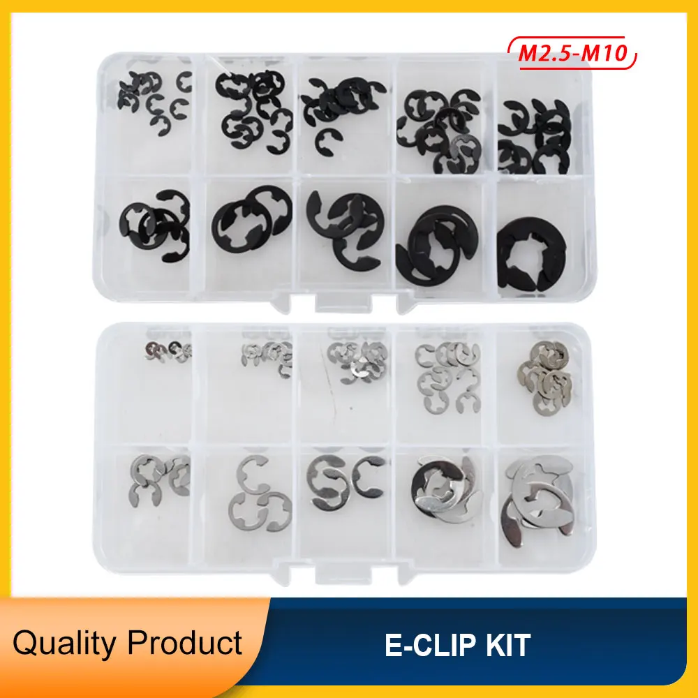 M2.5 M3.5 M4 M5 M6 M7 M8 M9 M10 304 Stainless Steel Clip Washer Circlip Assortment Kit carbon steel E-Clip Snap Locking Ring