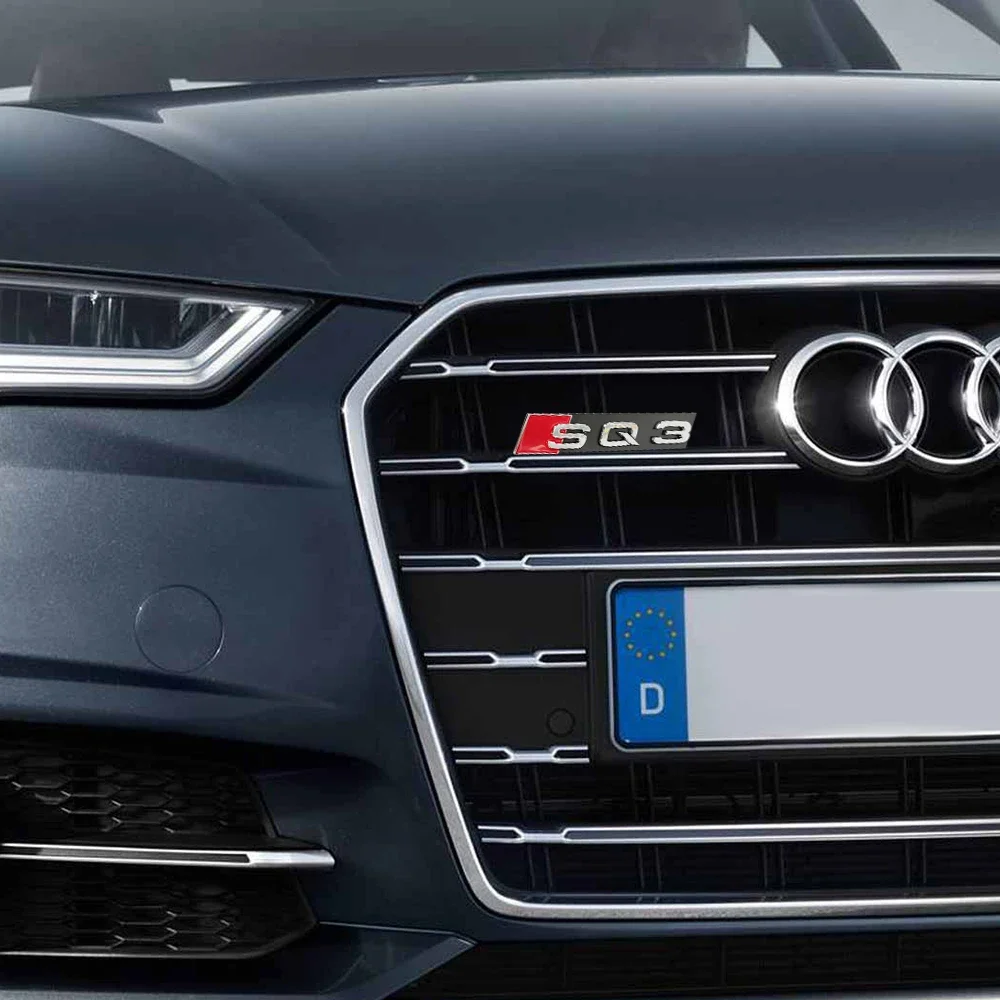 3D ABS Car Front Grille Emblem Sticker Decorative Accessories SQ Badge For Audi SQ3 SQ5 SQ7 SQ8 Logo Auto Styling Modification