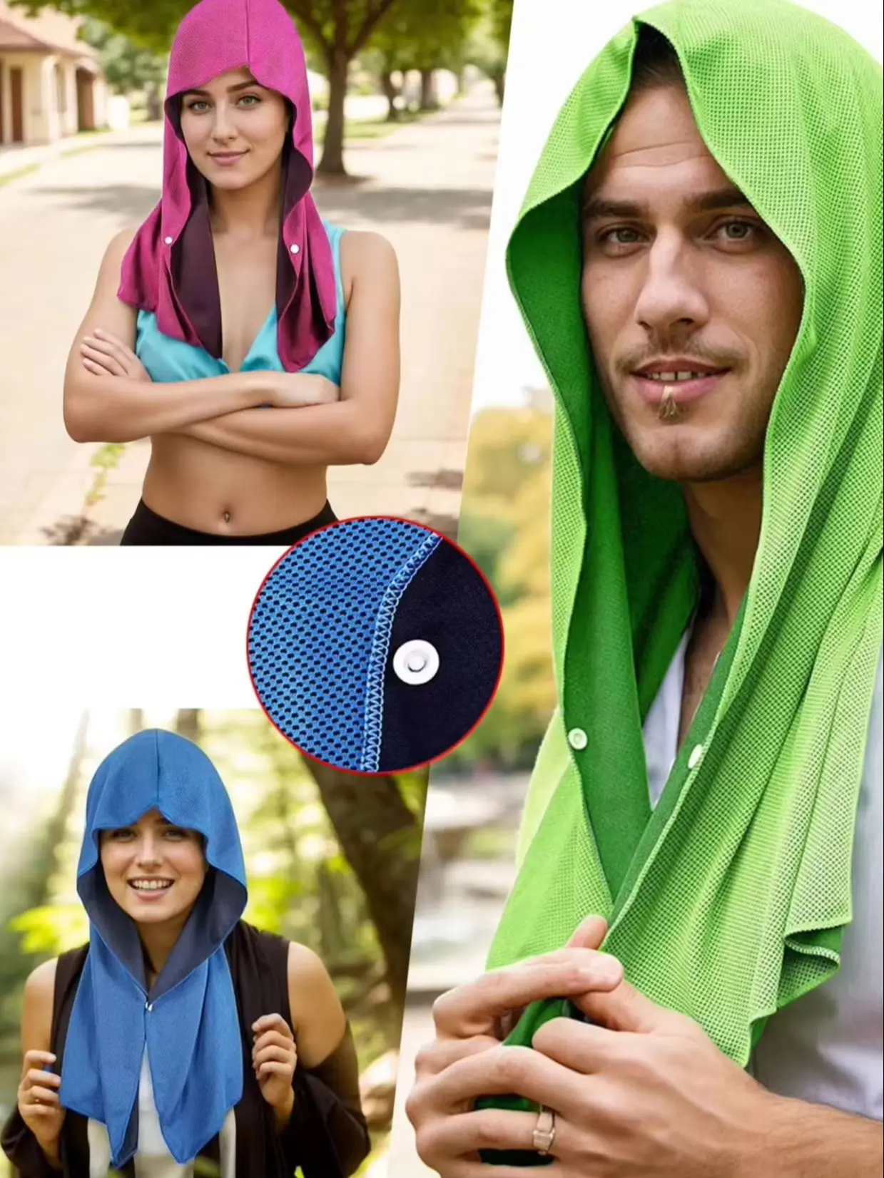 1 Pcs Cooling Hoodie Towel Absorbent Quick-Drying for Neck Face, Cooling Towel, UV Protection Scarf Neck Wraps for Camping Cycli