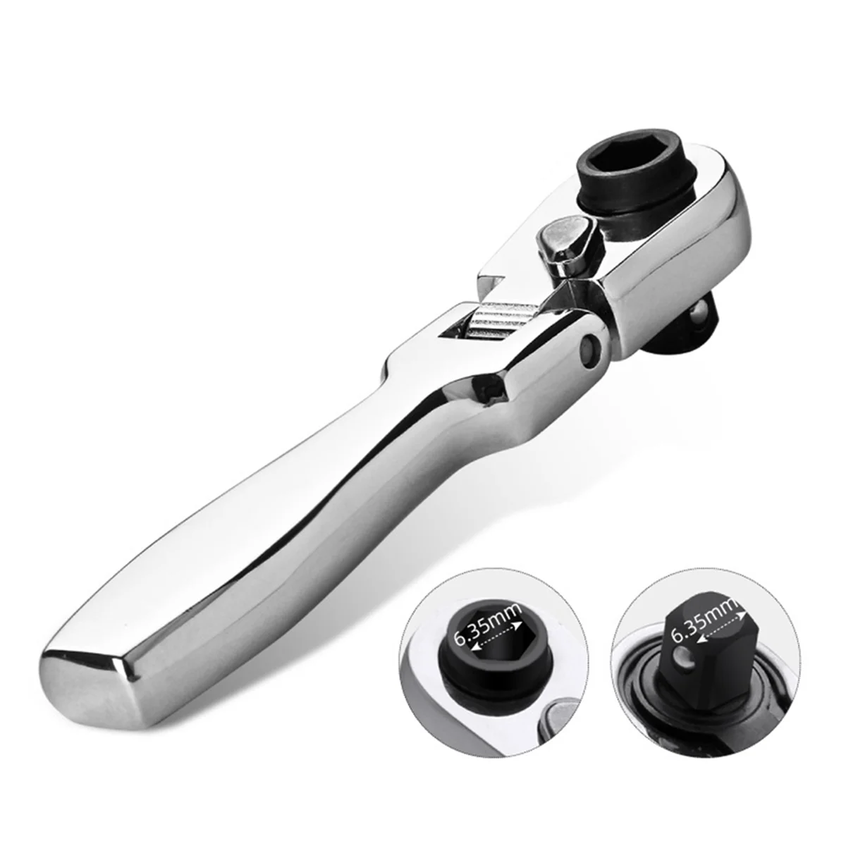 

ABKL 2 in 1 Flat Handle Ratchet Wrench 1/4 Double Ended 72 Teeth Quick Spanner Tool Screwdriver Socket Bit DIY Repair Tool