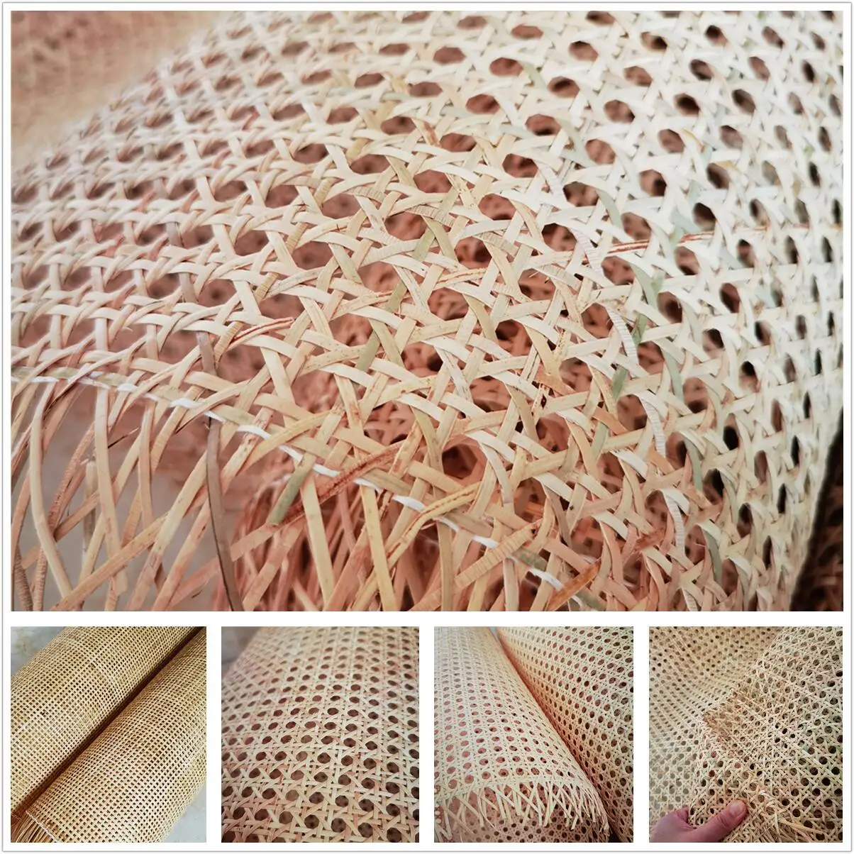 Natural Real Indonesia Rattan Sheet Cane Webbing Roll Chair Table Furniture Repair Materials Deco