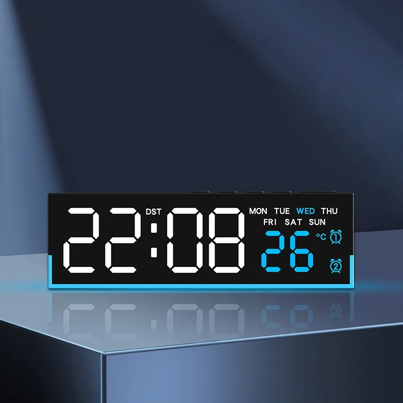 

Nordic Minimalist Rectangular Electronic Alarm Clock Multifunctional Table Clock Temperature Date Night Light Wake-up Watch