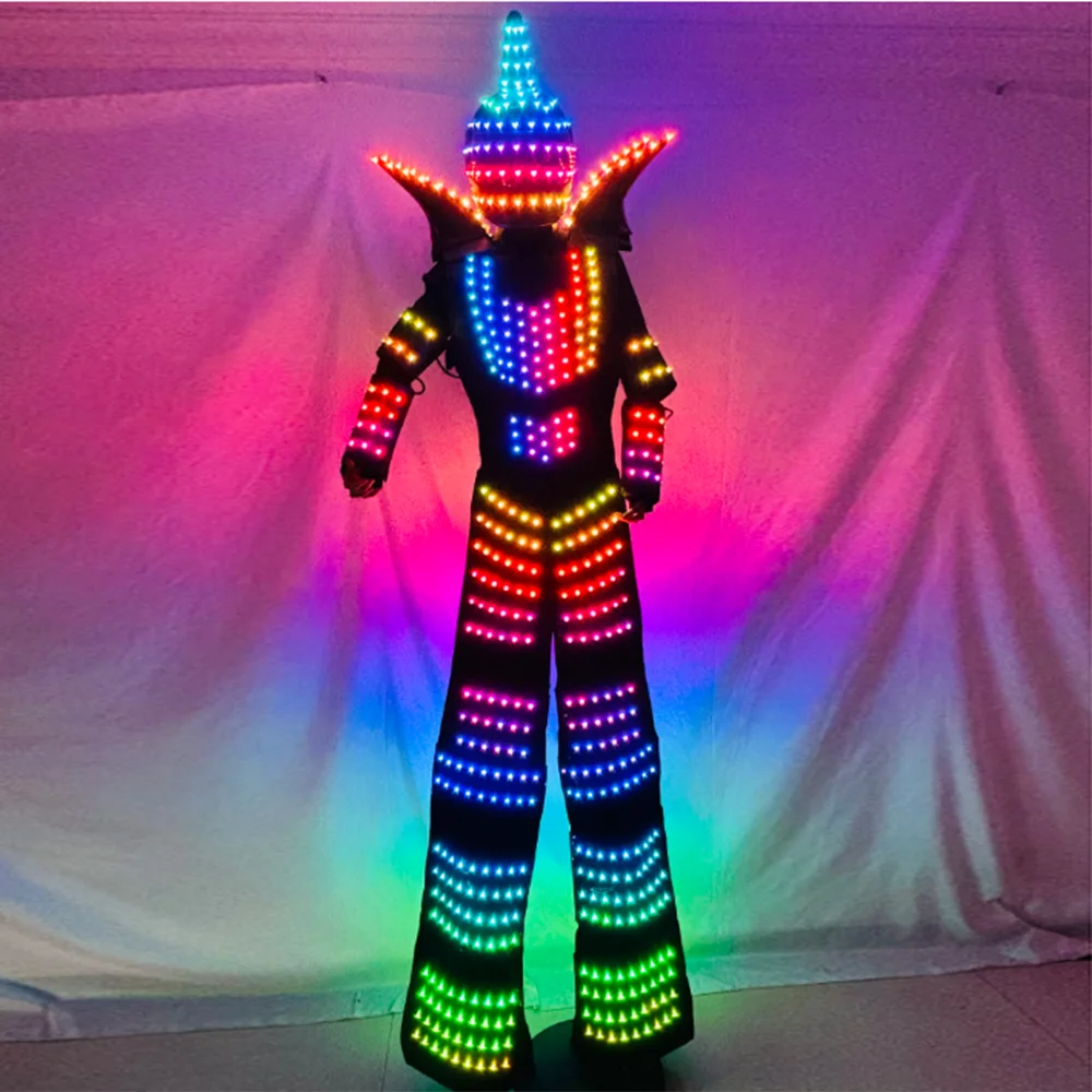 

robot led New LED full-color digital robot costumes Halloween stilts walking robot pixel costumes stage performance costumes