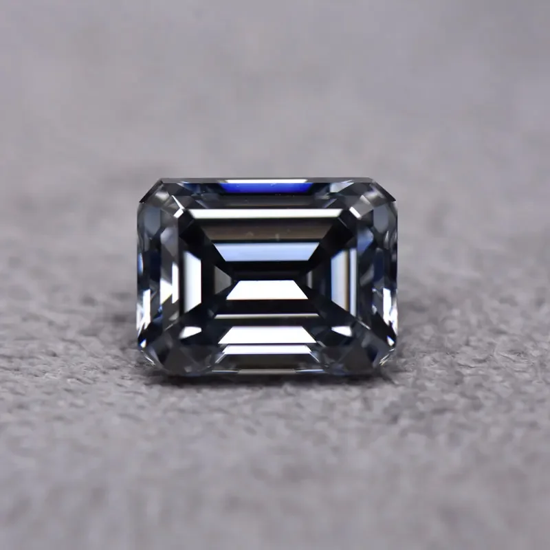 Moissanite Stone Emerald Cut Grey Color Certificate Synthetic Gemstone for Ring Pendant Inlay VVS1 Passed Diamond Tester 3