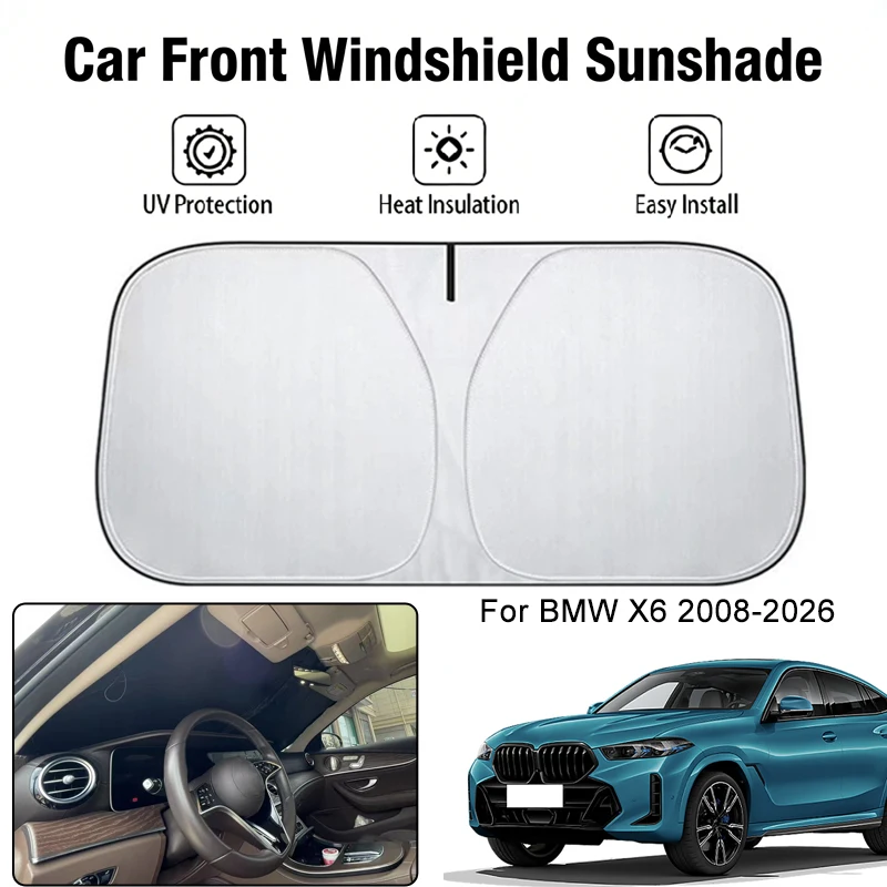 

Car Front Windshield Sunshade Cover For BMW X6 2008-2026 UV Block Heat Insulation Auto Interior Sun Protection Accessories