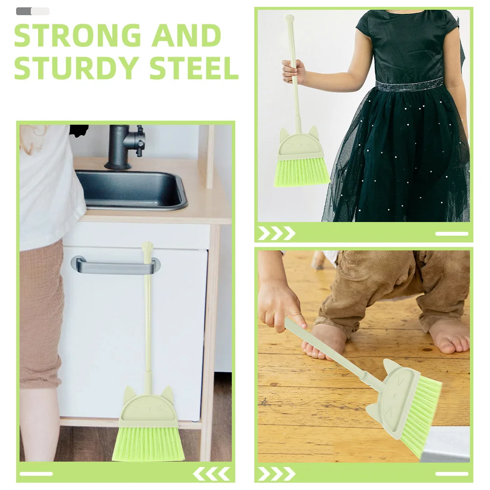 Juego de escobas para niños pequeños, Mini escoba de tamaño con colores brillantes, bordes seguros, herramienta de limpieza de aprendizaje para interiores y exteriores, 2 uds.
