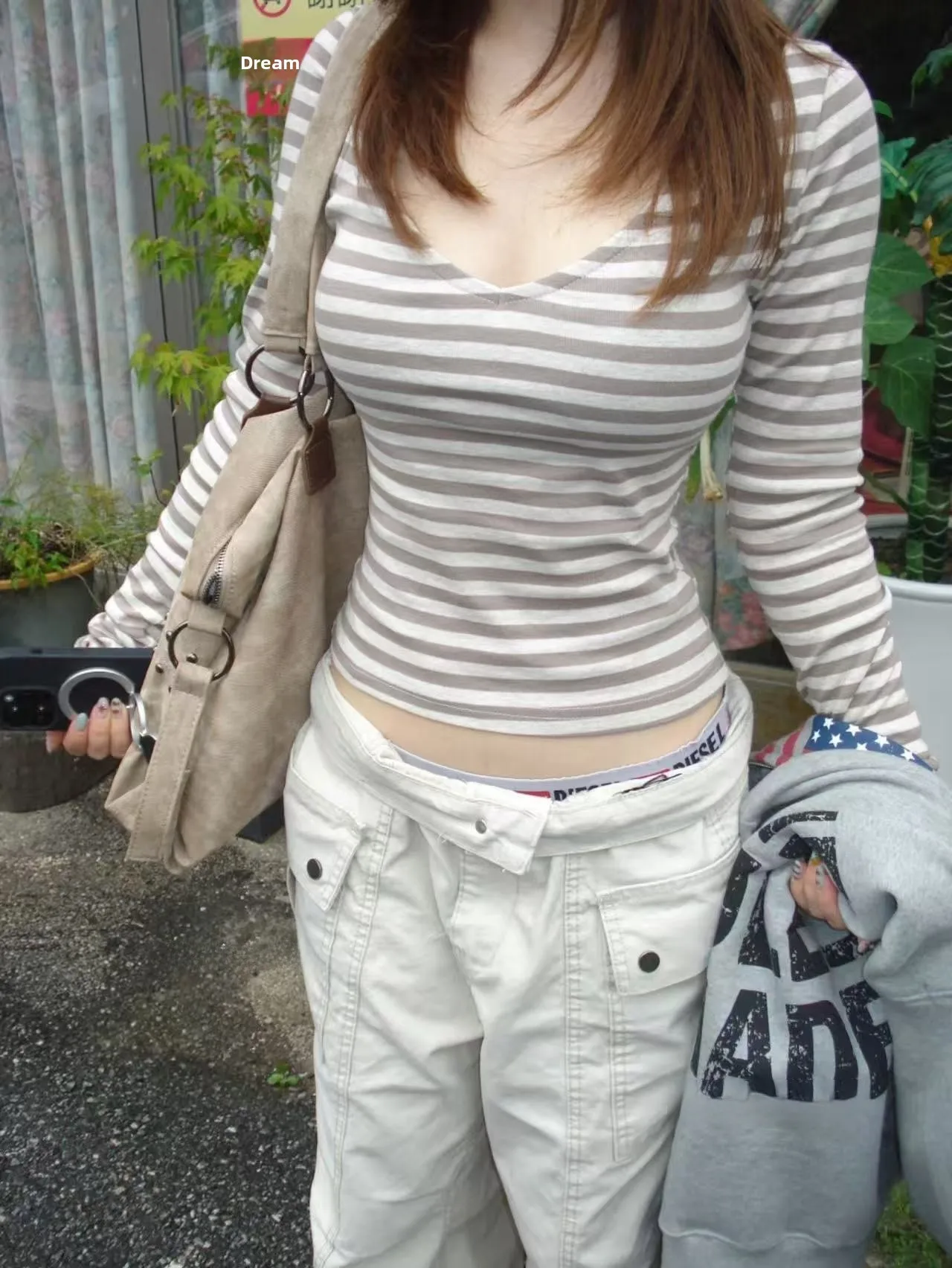 Einzigartiges SEI koreanisches SLE-Herbst-Winter-Long-SVE-T-Shirt mit Bal-Kreuz-Gürtel, schlankmachendes, vielseitiges gestreiftes Top für junge Frauen