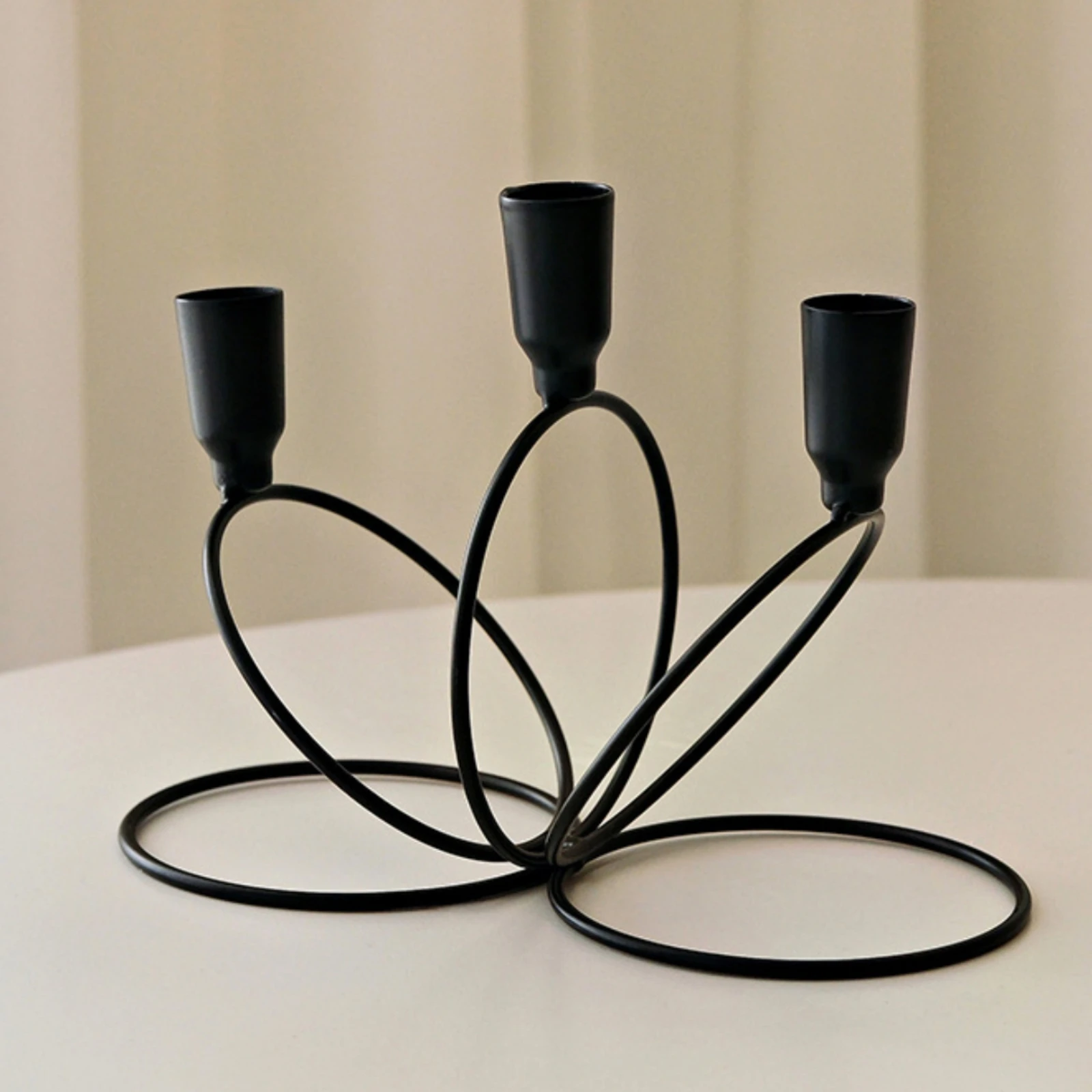 Three-Arm Candlestick Holder Painted 3-Arm Candelabra Candlestick Holder with Three Cups Elegant Metal Candelabra Decorative view 6