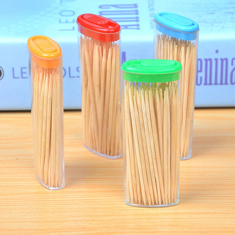 50Pcs/set Natural Bamboo Toothpicks With Box, Portable Disposable Tooth Picks Household Living Room Food Fruits Toothpicks