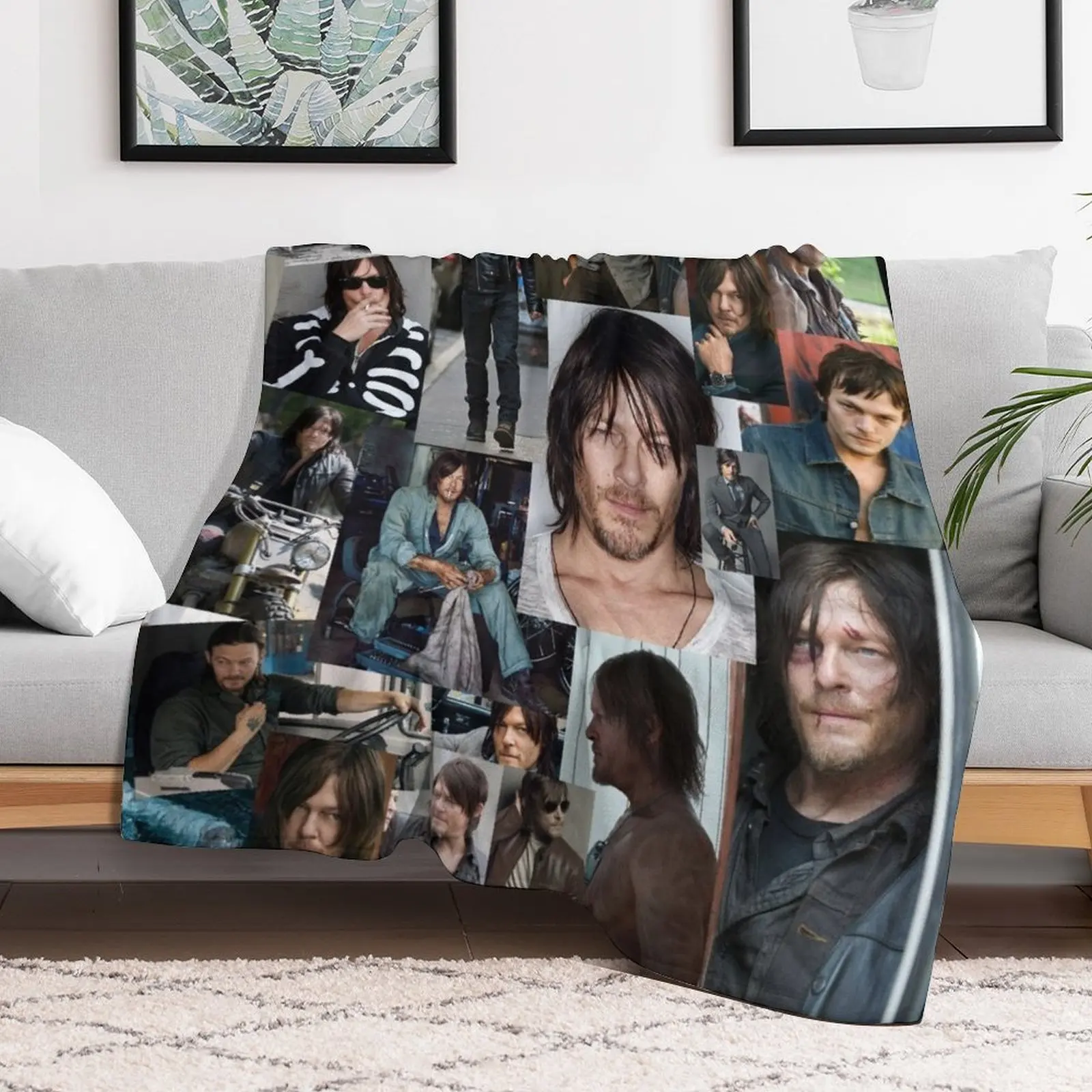 Norman Reedus Fan Made Assorted Random Photo Collage Throw Blanket