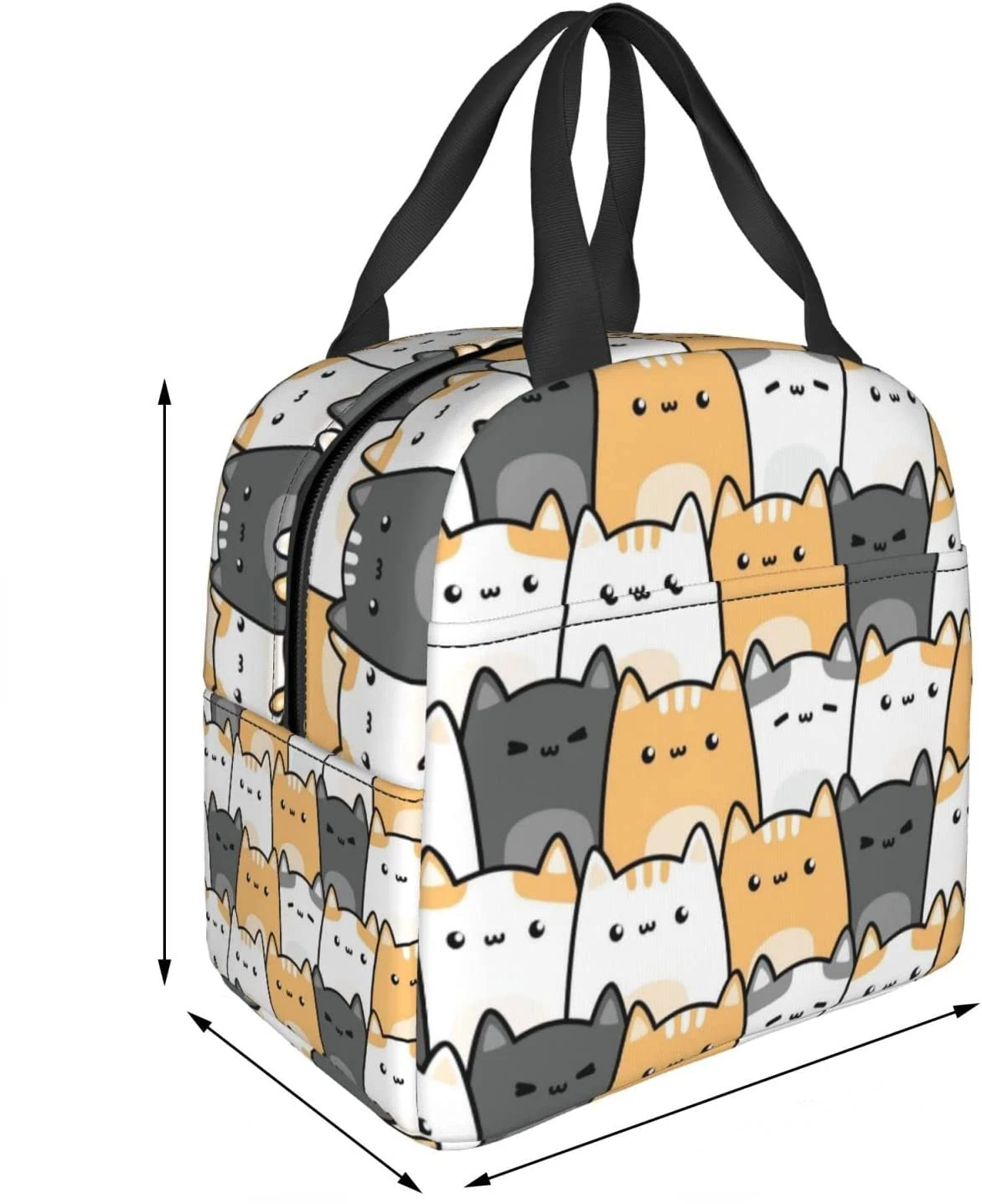 Insulated Lunch Bag Cute Chubby Cats Lunch Box Cartoon Kitten Animal Reusable Waterproof Lunch Tote Bag for School Work Picnic