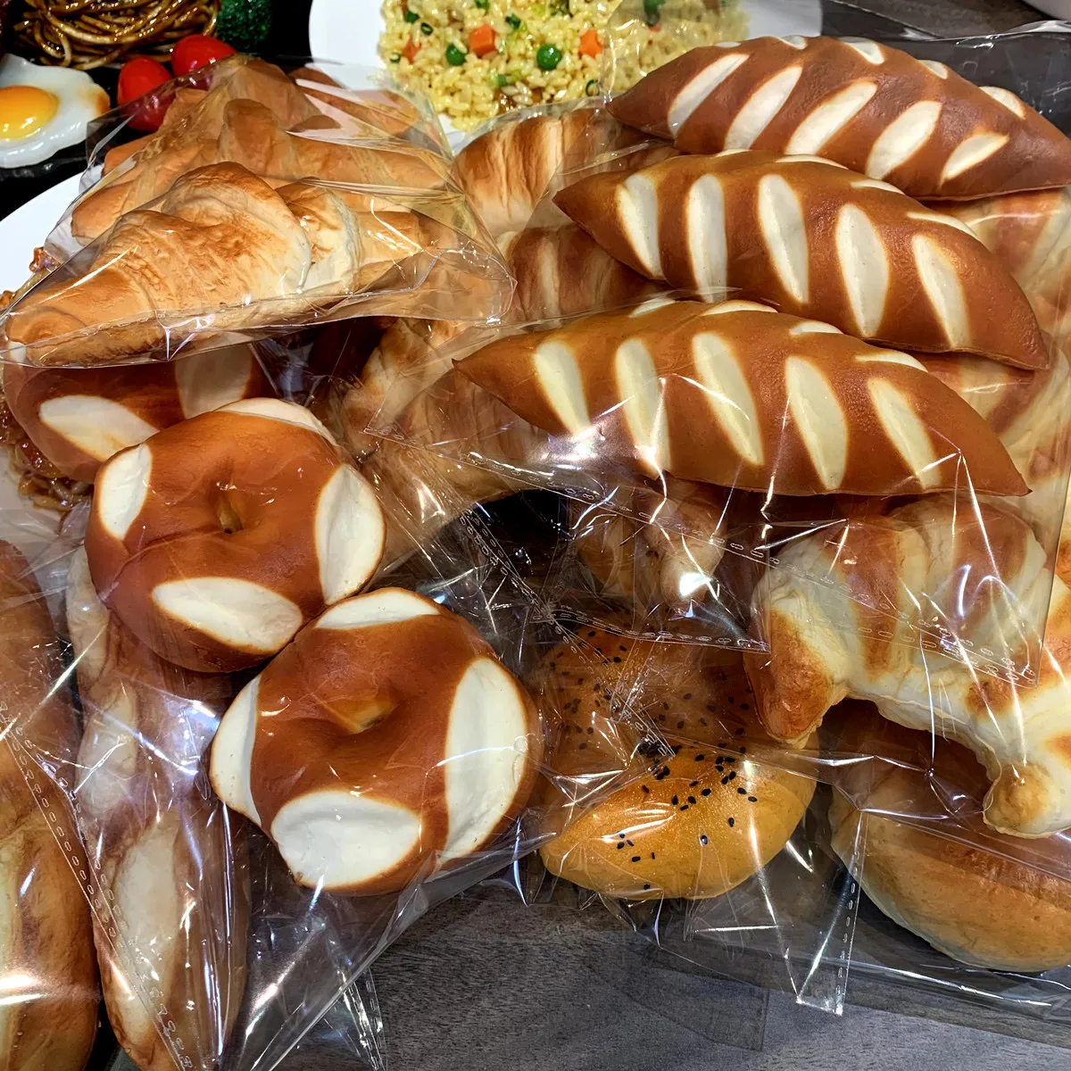 Picture 7: PU Realistic Fake Bread 3-Piece Set - Baguette, Bagel, Croissant & Pretzel Models for Display, Photography & Cafe Decor