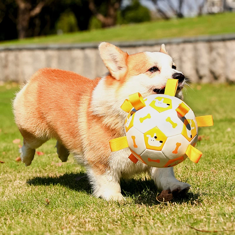 Durable PU Dog Toys Soccer Ball Cute Printed Elastic Inflatable Outdoor Training Balls for Medium Large Dogs Border Collie Labr view 2