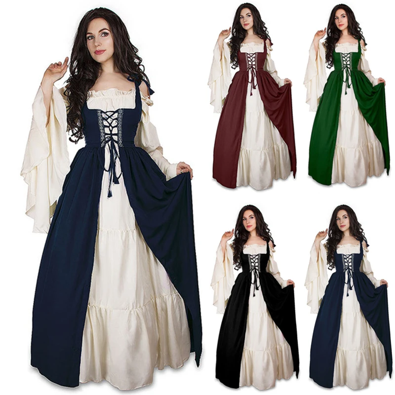 

S-5XL Medieval Punk Dress Cosplay Halloween Costumes Women Palace Carnival Party Disguise Princess Female Victorian Vestido Robe