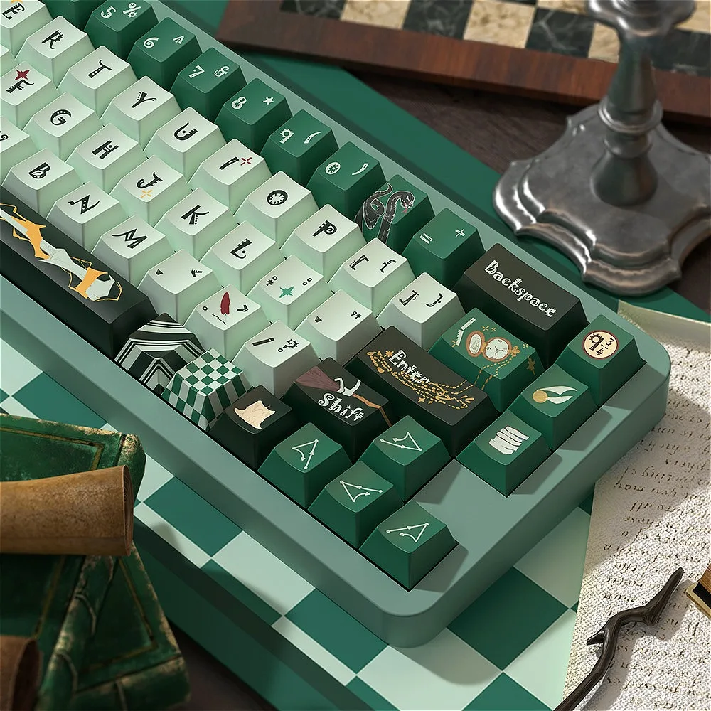 PBT Keycaps 138/158 Keys, Cherry, Slytherin Theme, Personalized Keycaps for Cherry MX 104/87/61 Mechanical Keyboard