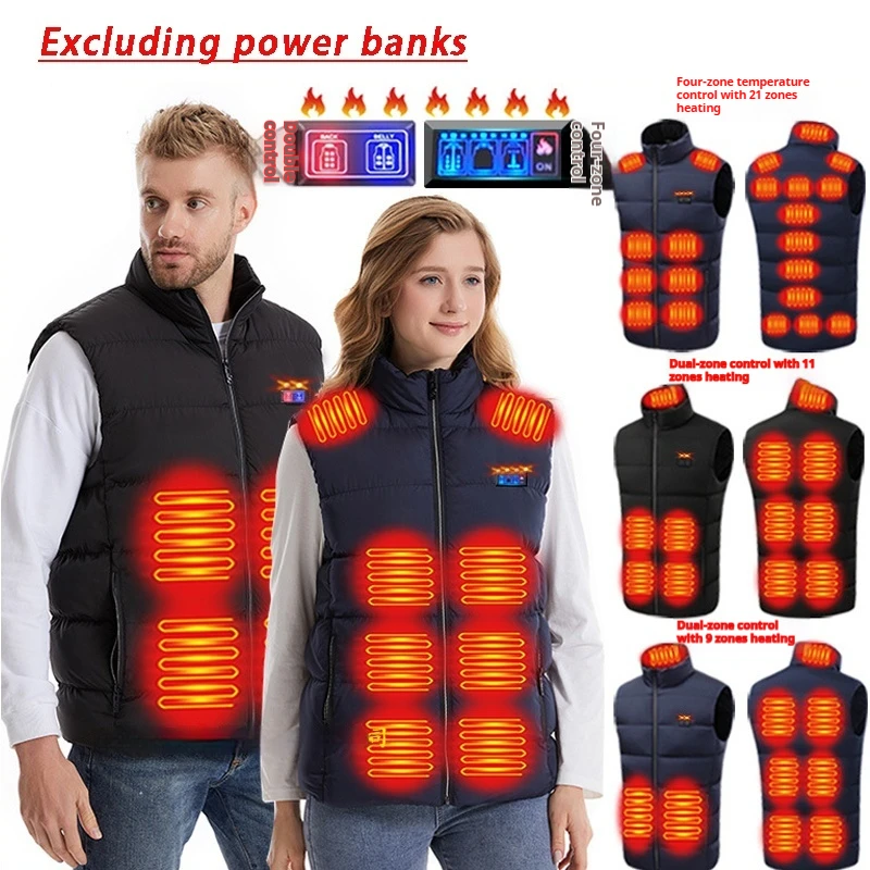

Smart Heating Vest USB Charging Constant Temperature Warm Cold Resistant Cotton Casual Unisex Stand Collar Motorcycle Rider Vest