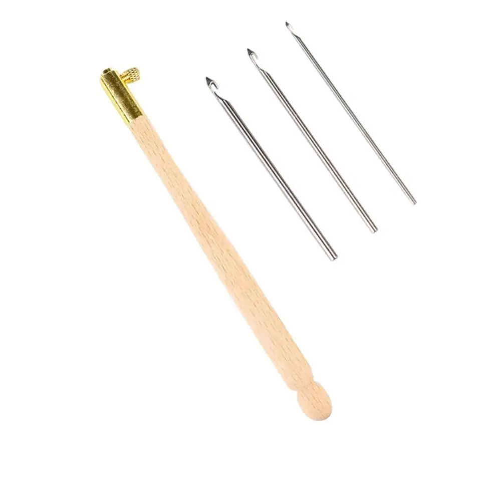 Wooden Handle Embroidery Needles Knitting Hook 3 Needles Crochet Needles Multi Size Cross Stitch Needles Beaded Embroidery view 5