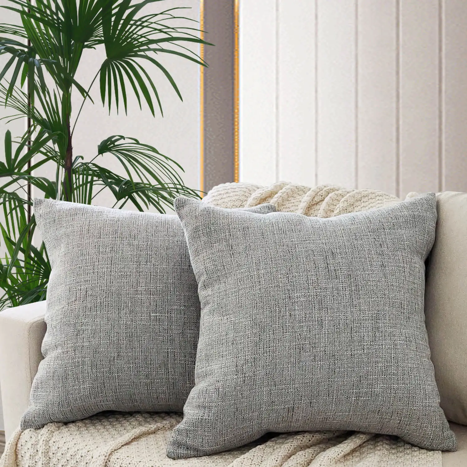 

Linen Throw Pillow Cover Square Home Decorative Fancyoung Solid Color 1Pc Cushion Cover for Sofa Bed Cafe Home Decor 45x45cm