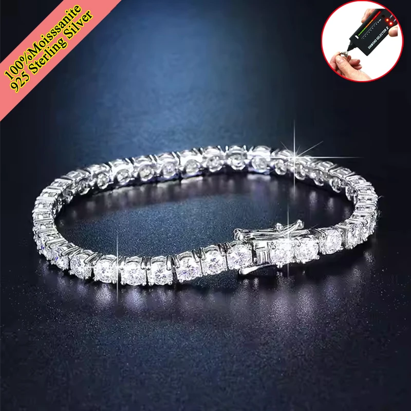 

Real Moissanite Tennis Bracelet for Women Men 3.0mm Lab Diamond Bangle with Certificates 925 Sterling Silver Fine Jewelry