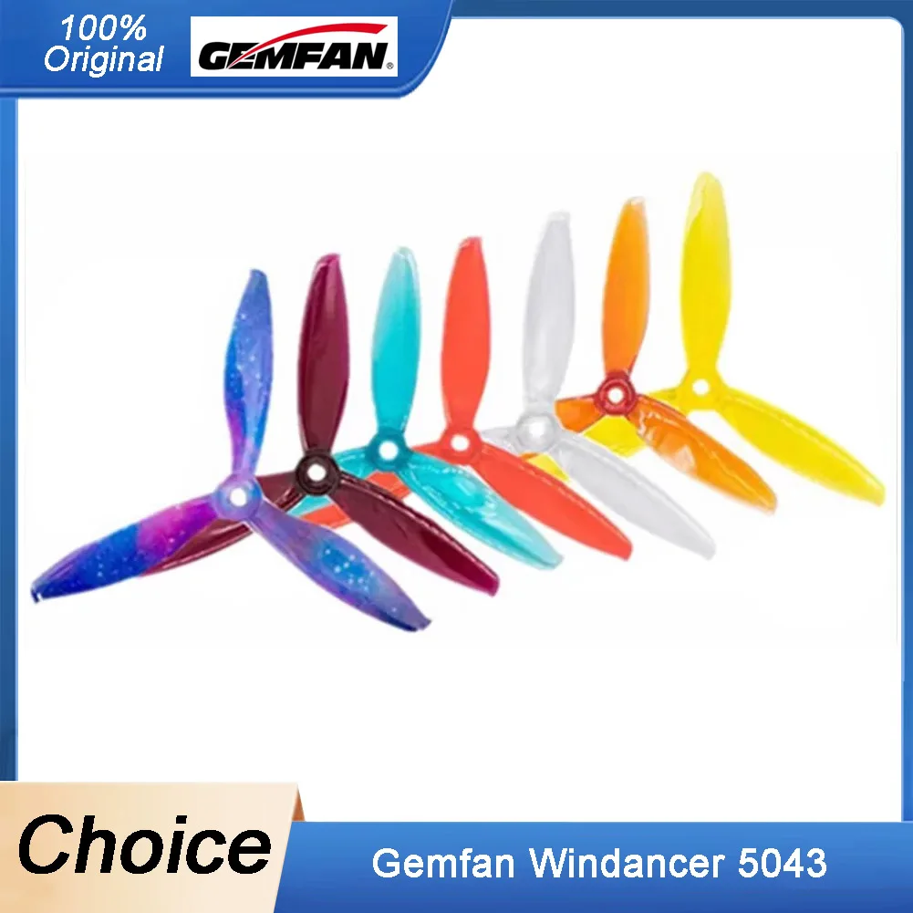 

2 Pairs GEMFAN Windancer T5043C 3-Blade PC Props - 5x4.3 Inch, CW/CCW for FPV Racing/Freestyle Drones