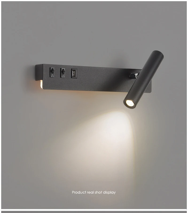 Bedside Reading Wall Lamp Nordic Modern LED Wall Light With Switch USB Indoor Lighting Room Decor For Bedroom Living Room Sconce