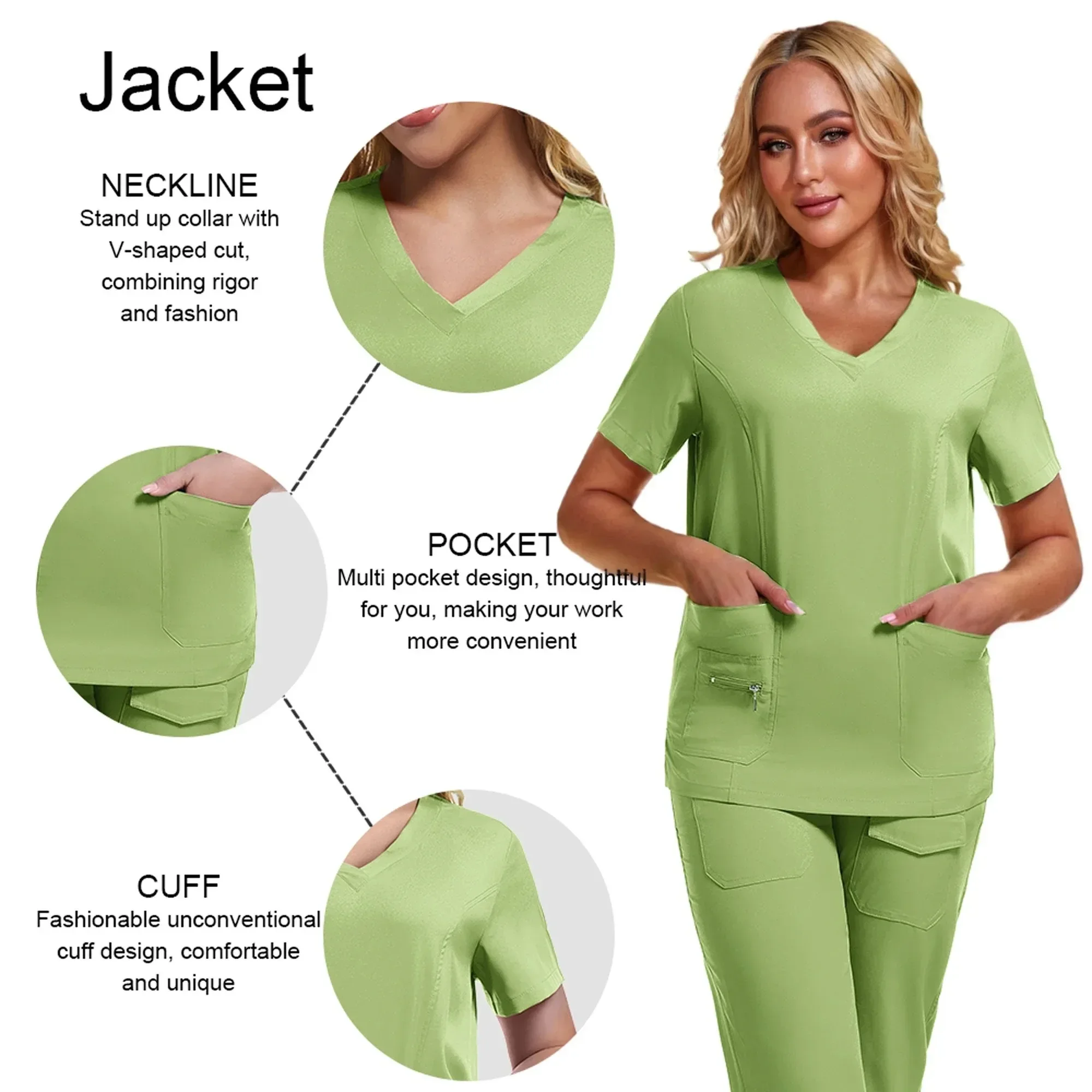 새로운 간호사 액세서리 여성 의료 유니폼 병원 의사 스크럽 세트 치과 진료소 미용실 스파 애완 동물 작업복 의류