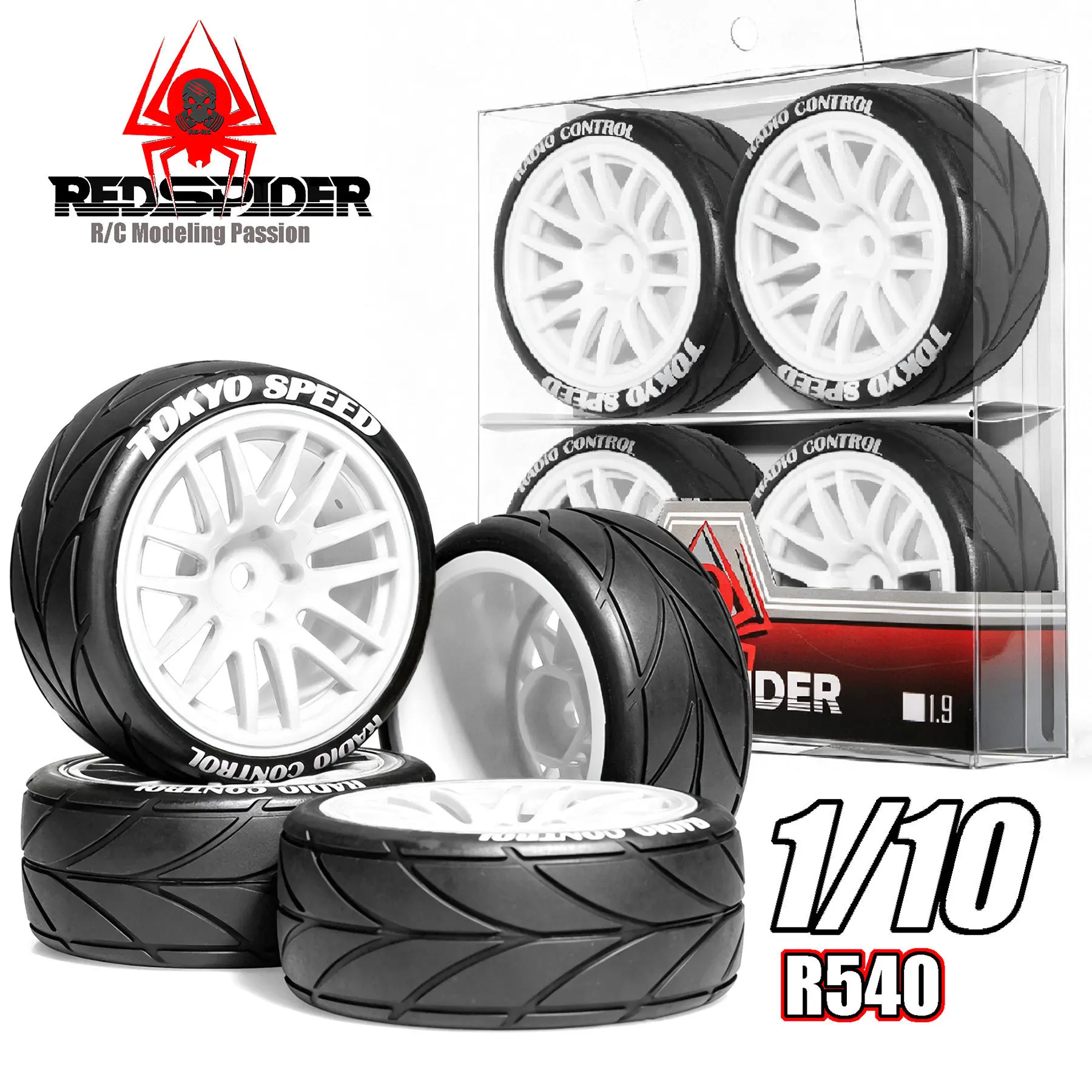 RS Red Spider 1/10 scale racing car caravan tires are suitable for Takara Tomy Jingshang Infinite HPI belt drive car, Sakura