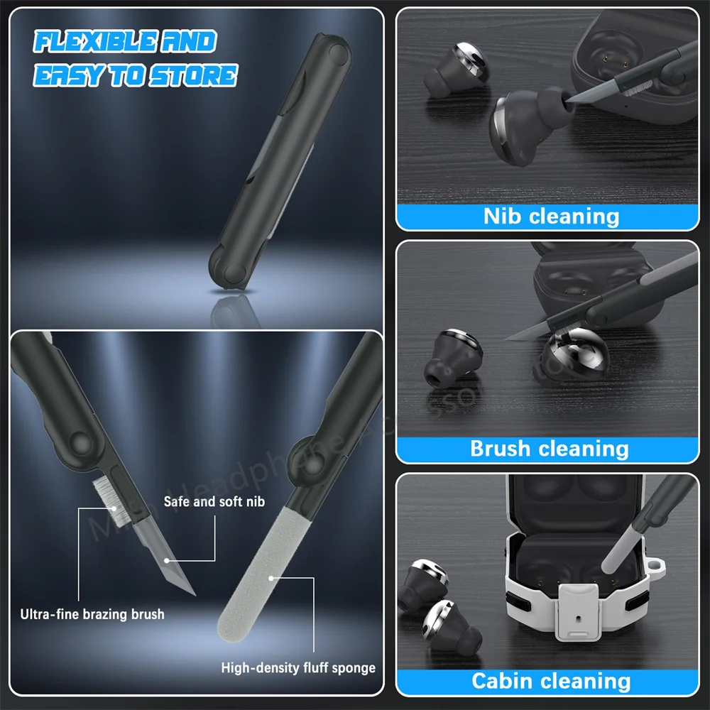 حافظة مفاتيح من ألياف الكربون لهاتف سامسونج جالاكسي Buds FE/Pro/Buds2 Pro/Live ﻿ حافظة لسماعات الأذن 3 Pro Buzz 3 Pro مع قلم تنظيف