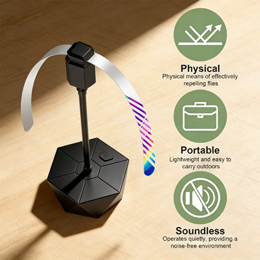 USB Rechargeable Retractable Fly Repellent Fan: Portable Outdoor Bug Zapper for Patio & Camping (Battery Powered)