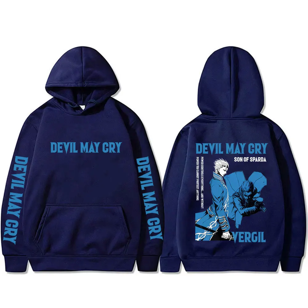 أنيمي الشيطان قد يبكي ابن سباردا فيرجيل الجرافيك هوديي الرجال النساء عادية القطن Vintage البلوز الذكور فضفاض كنزة بمقاس كبير