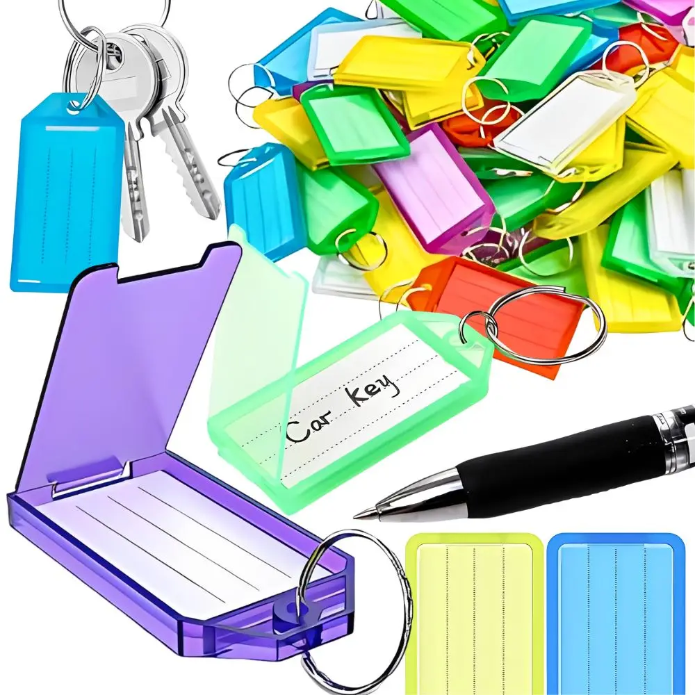 15/30/80pcs Colorful Flip‑Top Plastic Key Tags Random Color Marking Labels for Luggage Keys Sorting Accessories YMY