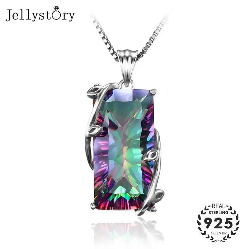 

Jellystory серебро 925 ювелирные изделия ожерелье с прямоугольным топазом подвески из драгоценных камней для женщин Свадьба Помолвка вечеринка подарок оптом