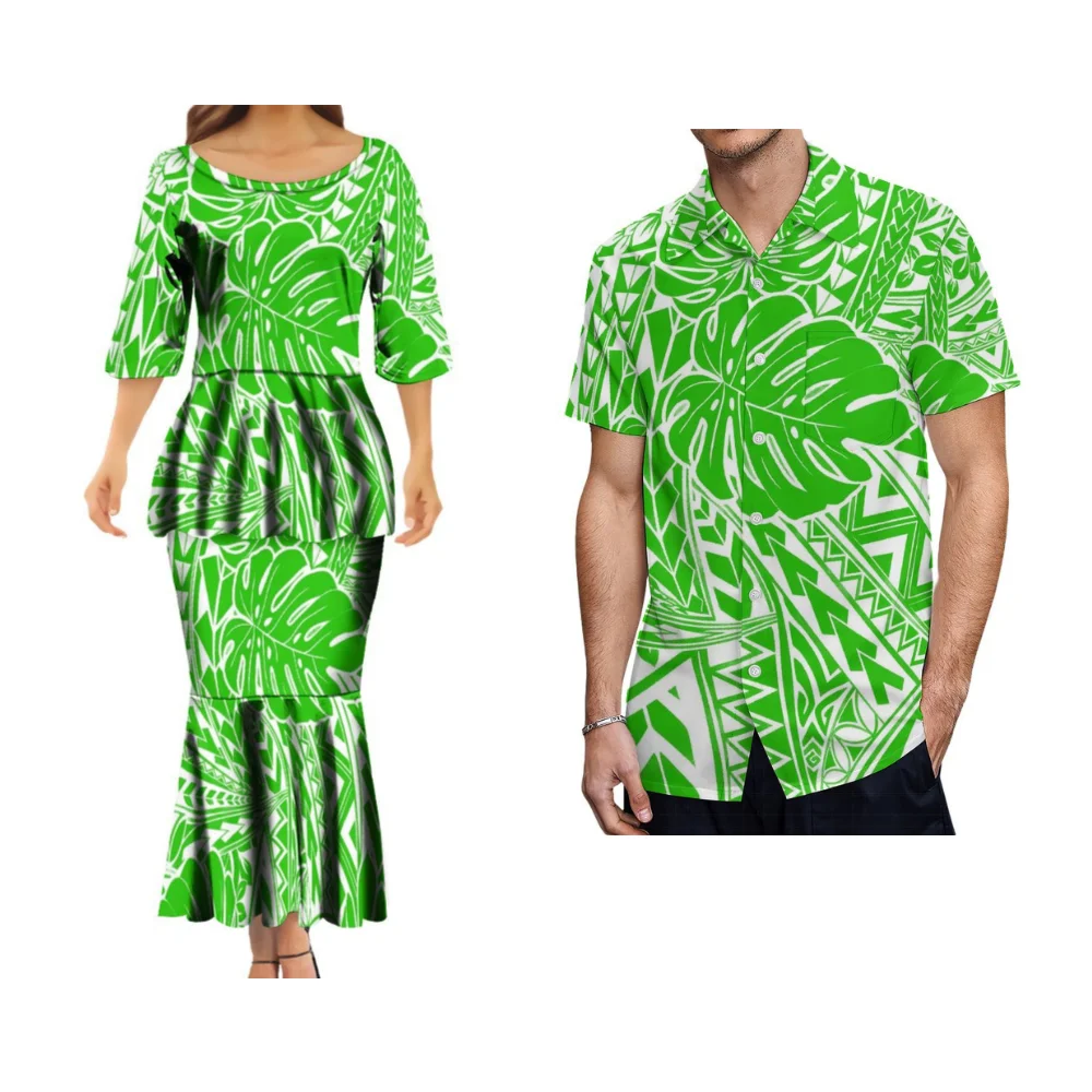 2024 nowy wzorzysty, polinezyjski, niestandardowy, letni Top z miękkiej tkaniny i pół spódniczka garnitur na wyspie Samoa