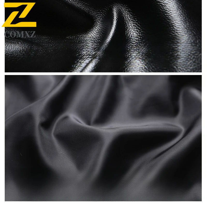 COMXZ رجل بولي Leather سترة جلدية جديدة فاخرة أنيقة دعوى طوق الدراجات معطف جلد العصرية ضئيلة يندبروف ربيع الخريف ملابس خارجية #3