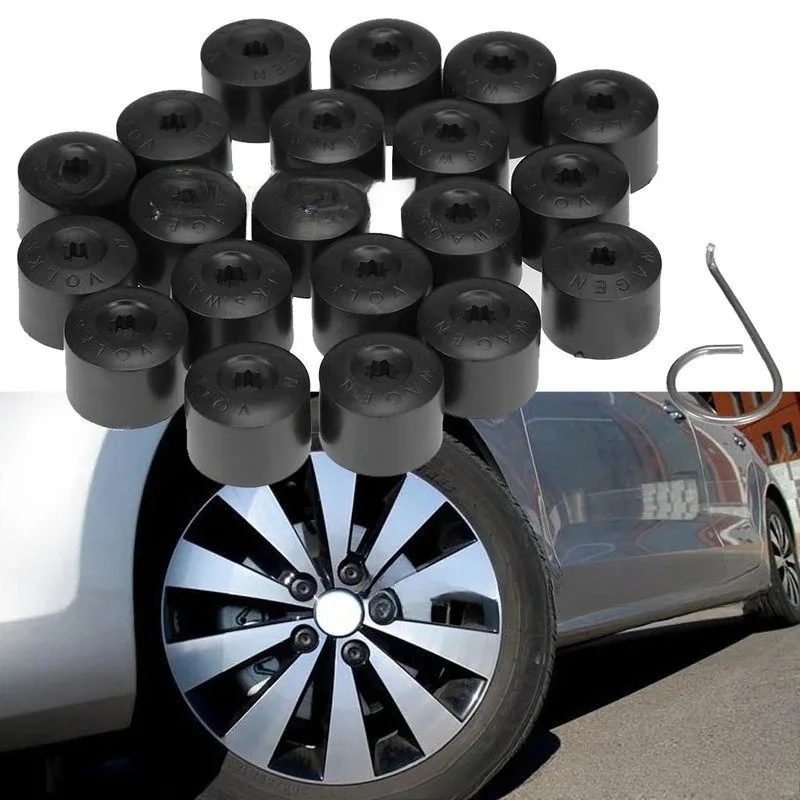 20 peças para vw tiguan golf mk5 passat b7 tampa do cubo do pneu da roda porca parafuso capa aro parafusos do pneu plugues pinos acessórios de decoração de carro