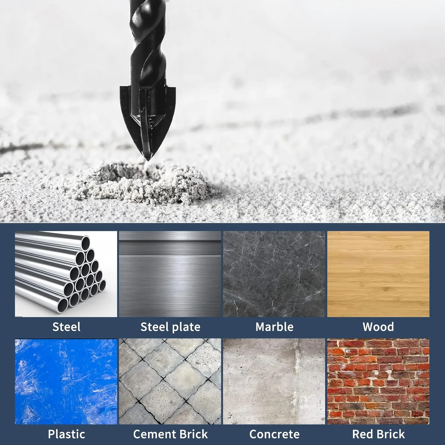 Zestaw wierteł krzyżowych do betonu, porcelany, płytek, szkła, metalu, wielofunkcyjne wiertła, zestaw narzędzi elektrycznych, wiertarka ręczna