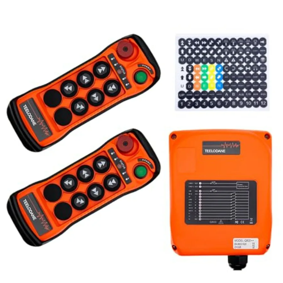 

Промышленный беспроводной пульт дистанционного управления Q600 для крана, 6 кнопок, 12В/24В, для электрических подъемников, мостовых и башенных кранов, передатчик и приемник