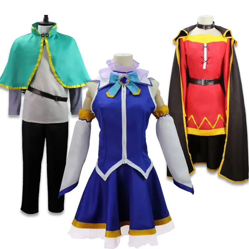 Anime Konosuba God'S Blessing On This Wonderful World Satou Kazuma Aqua Trouble Archwizard Megumin Cosplay Costume Wig Suit