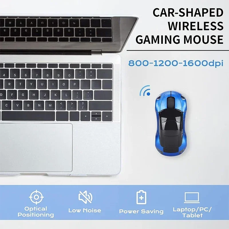 Bezprzewodowa mysz w kształcie super samochodu 2,4 GHz 1600 DPI Ergonomiczna optyczna mysz do gier do komputera PC Laptop Użytek biurowy