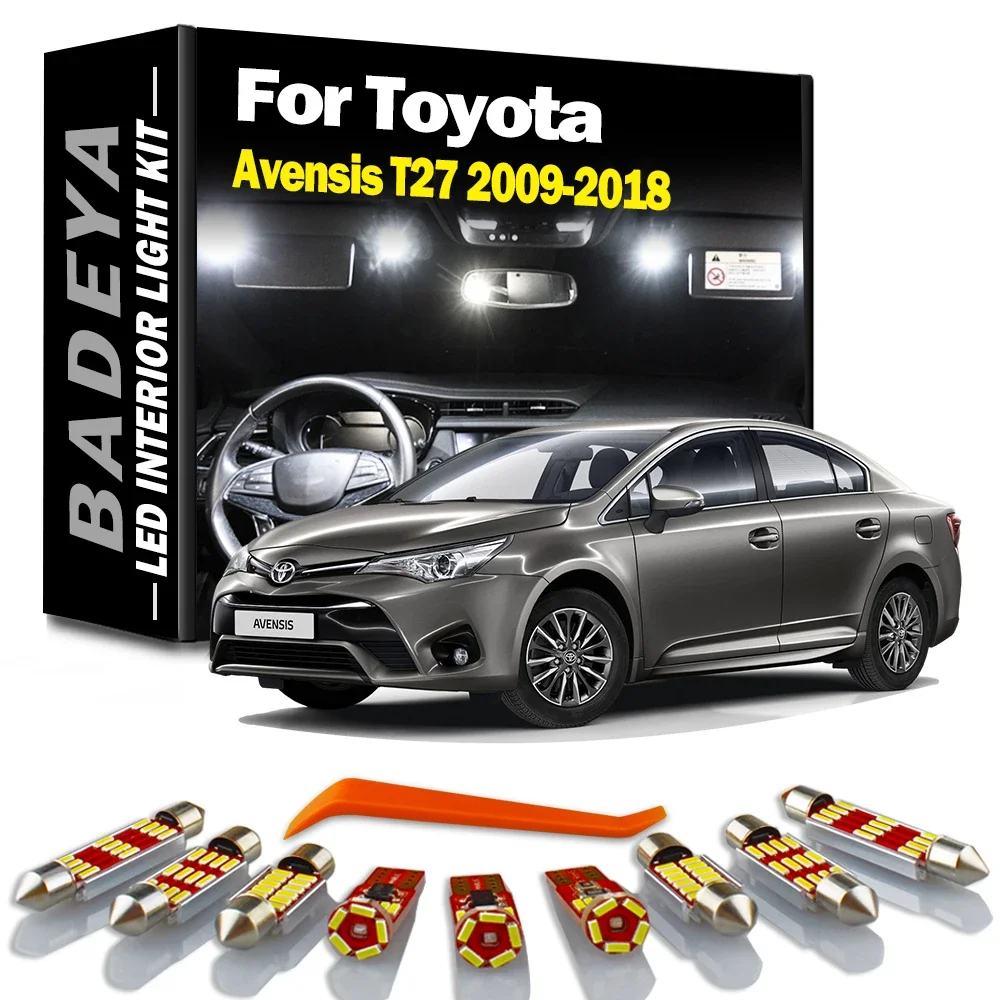 14Pcs Car LED Interior Dome Map Door Light Kit For Toyota Avensis T27 2009 2010 2011- 2014 2015 2016 2017 2018 Number Plate Lamp