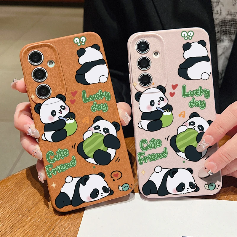 Smart Baby Panda Phone Case For Samsung Galaxy A55 A54 A53 A52 A16 A15 A14 A35 A34 A25 5G S20 FE S21 S22 S23 S24 Ultra Cover