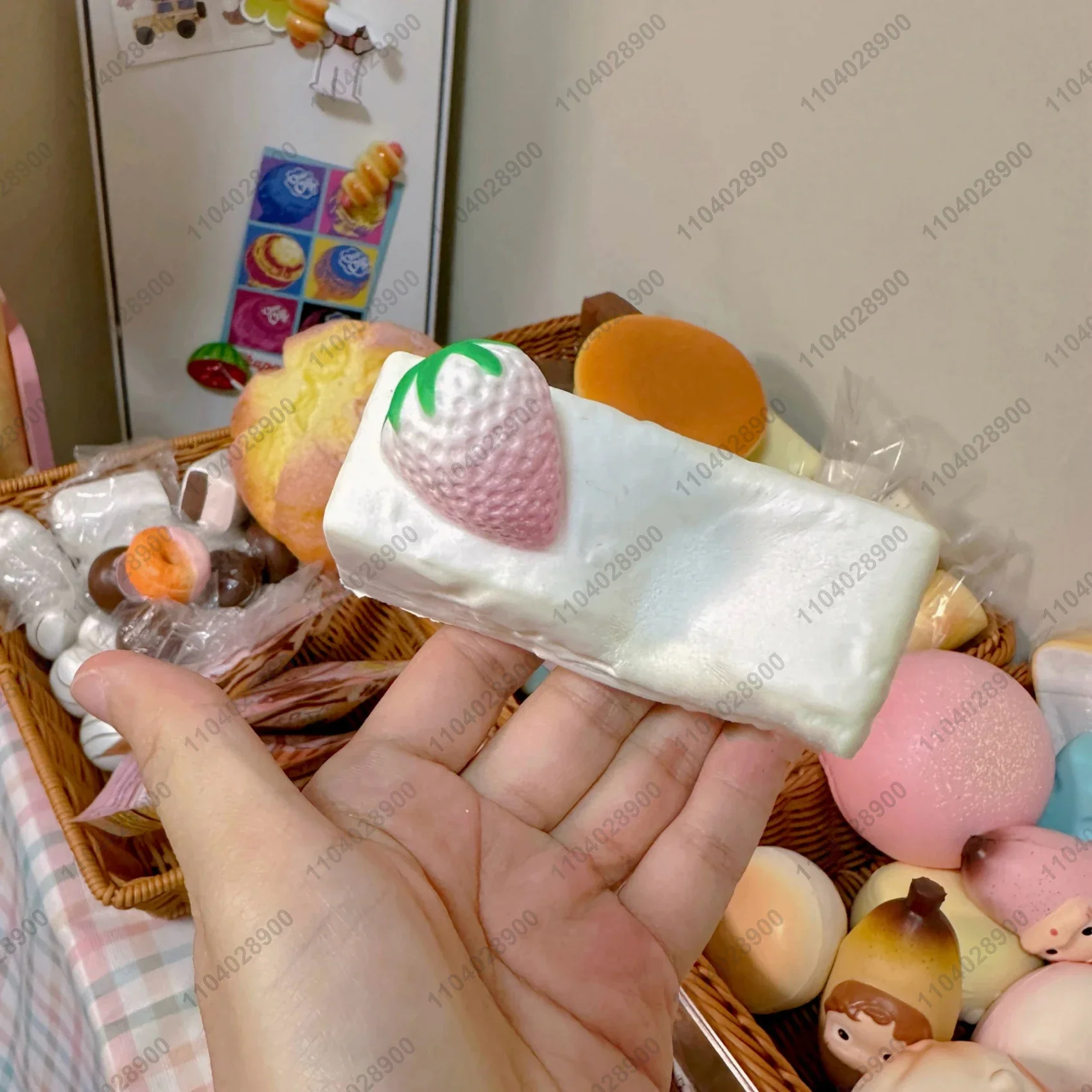 White Chocolate Strawberry Cake Slow Rising Squishy Toy Slow Rebound Squeeze Toy Squishy Relieve Stress Hand Relax Gift Toy