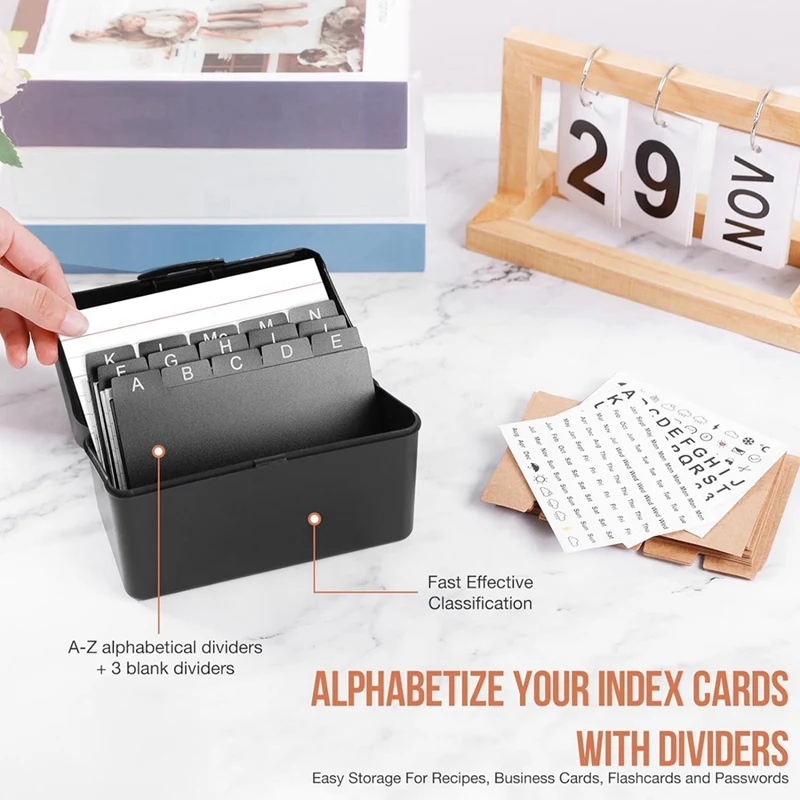 Porta carte indice da 3 pollici x 5 pollici con serratura, portaoggetti per Organizer per scatole di carte indice con, per l'ufficio degli indirizzi delle ricette domestiche