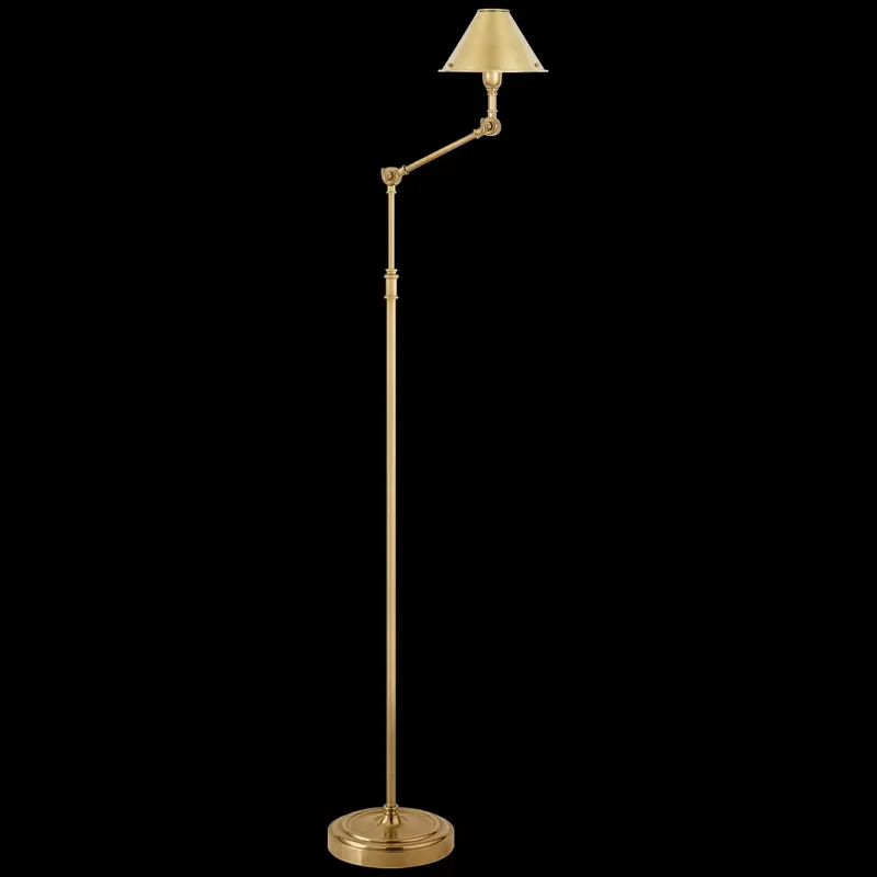 Modern Custom Minimalist Design Nordic Copper Adjustable Height Brass Lampshade Stand LED Floor Lights Indoor Anette Floor