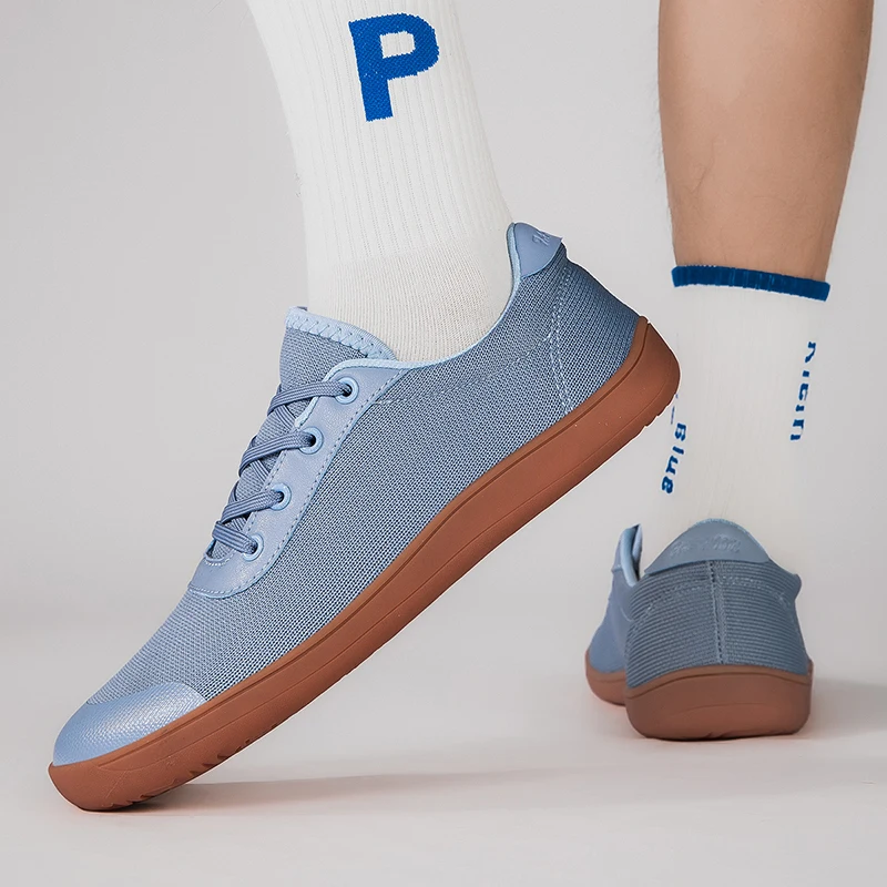 Sapatilhas largas com os pés descalços masculinas, flats plus size, sola de zero suave, dedo do pé mais largo, sapatos leves, novos, 2024