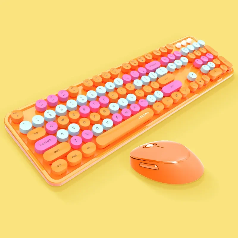 Mofii-sweet Desktop laptop 2,4G optical punk round keycap wireless keyboard mouse suit